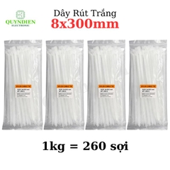 Dây Rút Nhựa 8x300mm Màu Trắng