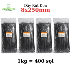 Dây Rút Nhựa 8x250mm Màu Đen