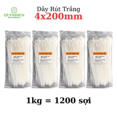 Dây Rút Nhựa 4x200mm Màu Trắng