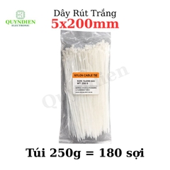 Dây Rút Nhựa 5x200mm Màu Trắng