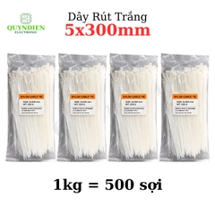 Dây Rút Nhựa 5x300mm Màu Trắng