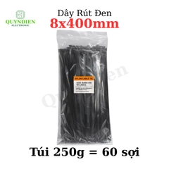 Dây Rút Nhựa 8x400mm Màu Đen