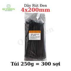 Dây Rút Nhựa 4x200mm Màu Đen