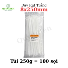 Dây Rút Nhựa 8x250mm Màu Trắng