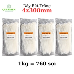 Dây Rút Nhựa 4x300mm Màu Trắng