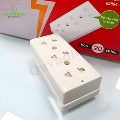 Ổ Cắm 3 Cửa Có Nắp Che An Toàn E14N Chịu Nhiệt Chống Cháy