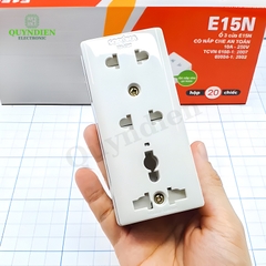 Ổ Cắm 3 Cửa Có Nắp Che An Toàn E15N Chịu Nhiệt Chống Cháy