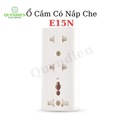 Ổ Cắm 3 Cửa Có Nắp Che An Toàn E15N Chịu Nhiệt Chống Cháy