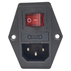 Ổ cắm nguồn AC-01A 250V-10A tích hợp công tắc có tặng kèm 1 cầu chì