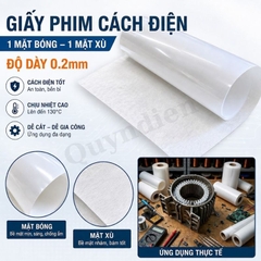 Giấy Phim Cách Điện Trắng 1 Mặt Bóng 1 Mặt Xù Dày 0.2mm