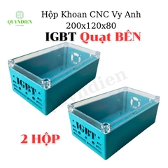 Hộp nhựa Khoan Sẵn IGBT 200x120x80mm Xanh nắp Trong quạt Bên