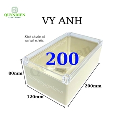 Hộp nhựa ABS điện tử 200x120x80mm màu Trắng nắp Trong Vy Anh
