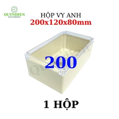 Hộp nhựa ABS điện tử 200x120x80mm màu Trắng nắp Trong Vy Anh