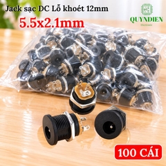 Jack Sạc DC 5.5x2.1mm Có Tán Lỗ Khoét 12mm