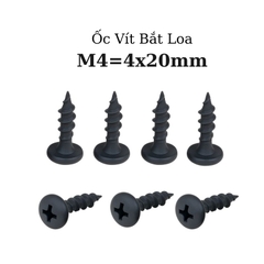 Ốc Vít Nhọn M4x20 Bắt Thùng Loa Ren Thưa Taiwan dài 20mm - Túi 100g