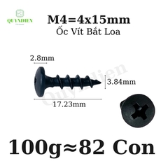 Ốc Vít Nhọn M4x15 Bắt Thùng Loa Ren Thưa Taiwan dài 15mm - Túi 100g