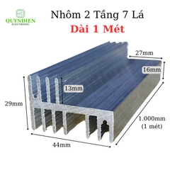 Nhôm tản nhiệt 2 tầng 7 cánh dài 1 mét - 1000x44x29mm