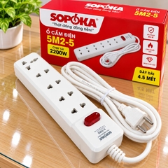 Ổ cắm lõi sứ chống cháy Con tắc 5 cửa 2200W