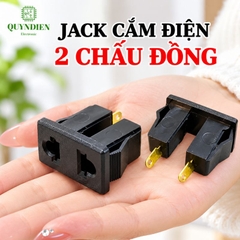 Ổ Jack Cắm AC 2 Lỗ gài Chấu Đồng