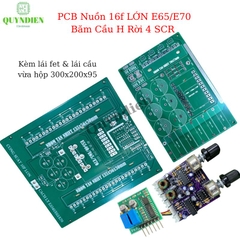 PCB mạch nguồn 16 fet lớn biến áp E65/E70 nằm kết hợp mạch băm Cầu H 4 SCR + lái fet + lái cầu H