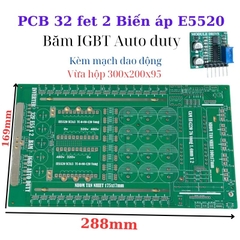PCB bo mạch kích đ iện 32 fet nhỏ 2 biến áp E5520 đảo pha băm IGBT Auto Duty (Kèm dao động)