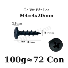 Ốc Vít Nhọn M4x20 Bắt Thùng Loa Ren Thưa Taiwan dài 20mm - Túi 100g