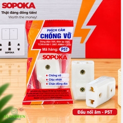 Phích cắm điện cái đầu nối âm trắng P5T SOPOKA