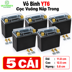 Vỏ Bình Xe Máy YT6 Cọc Vuông Nắp Trong, Dùng Cho Dream Wave Alpha Sirius
