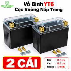 Vỏ Bình Xe Máy YT6 Cọc Vuông Nắp Trong, Dùng Cho Dream Wave Alpha Sirius