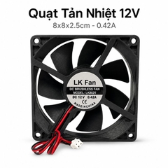 Quạt Tản Nhiệt 12V 8x8x2.5cm 0.42A – Quạt Làm Mát Bo Mạch, Nguồn Xung, Hộp Kỹ Thuật
