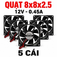 Quạt Tản Nhiệt 12V 8x8x2.5cm 0.42A – Quạt Làm Mát Bo Mạch, Nguồn Xung, Hộp Kỹ Thuật