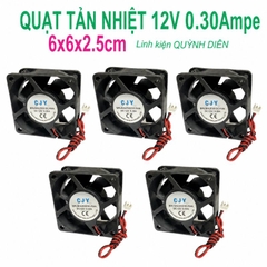 Quạt Tản Nhiệt 12V 6x6x2.5cm 0.3A Không Chổi Than