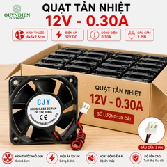 Quạt Tản Nhiệt 12V 6x6x2.5cm 0.3A Không Chổi Than