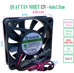 Quạt Tản Nhiệt 12V 6x6x1,5 cm 0.10A - 0.15A giao màu NGẪU NHIÊN