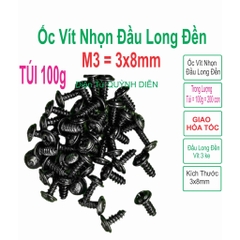 Ốc vít 3x8mm Đầu long đền bắt fet còng sò bắt vỏ ampli 100g