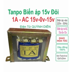 Biến áp đối xứng hạ áp 15v-1A  (AC) vào 220v ra 15v-0v-15v