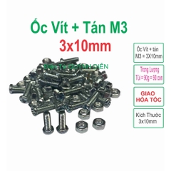 Ốc vít tán M3 3ly dài 1cm (túi 80gam = khoảng 90 - 100 con)