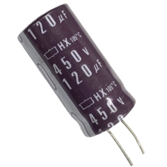 Tụ lộc nguồn 120uF 450V tháo máy màu nâu - đen chân mềm (18x35mm)