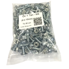 Ốc vít đầu Dù M4 REN mịn 4mm dài 1cm túi 160gam khoảng 90 con kèm tán