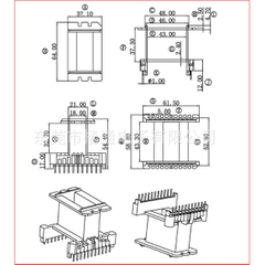 Khuôn biến áp xung EE5540 Đứng (E55 Đôi 11+11 chân)