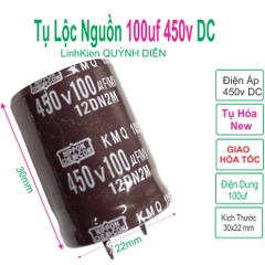 Tụ lọc nguồn 100uF 450V DC hàng tháo máy chân cứng