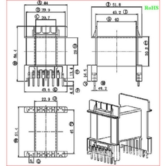 Khuôn biến áp xung EE6527 Nằm Đen (8+8 chân)