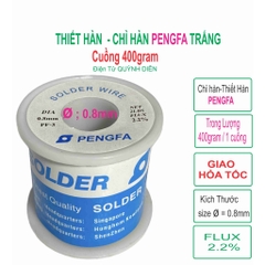 Chì hàn (Thiếc Hàn) PENGFA Cuộn 400gr, Flux 2.2%, Φ 0.8mm, TRẮNG