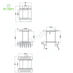 Lõi Biến Áp Xung EE4220 Khuôn Đứng Hở (6+6 Chân)