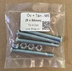 Bulong ốc vít 5ly + tán, ốc vít tán m5 bắt tanpo biến áp (phi 5mm dài 5cm, 6cm, 7cm, 8cm) Combo 4 con