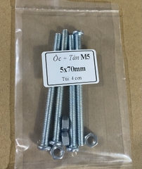 Bulong ốc vít 5ly + tán, ốc vít tán m5 bắt tanpo biến áp (phi 5mm dài 5cm, 6cm, 7cm, 8cm) Combo 4 con