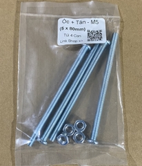 Bulong ốc vít 5ly + tán, ốc vít tán m5 bắt tanpo biến áp (phi 5mm dài 5cm, 6cm, 7cm, 8cm) Combo 4 con