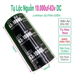 Tụ lọc nguồn 10.000uf - 63v màu đen dùng trong thiết bị âm thanh, nguồn xung, và các mạch điện công suất lớn
