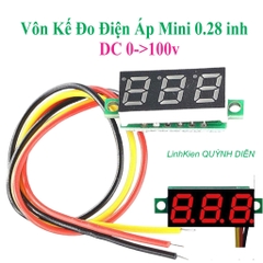 Vôn kế Đồng Hồ Led Đo Áp - Volt DC 3 Dây 0.28 inch 0~100V Có Điều Chỉnh Sai Số