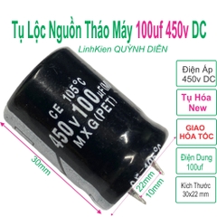 Tụ lọc nguồn 100uF 450V DC hàng tháo máy chân cứng